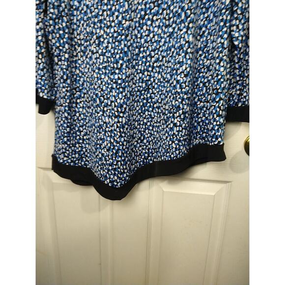 Croft & Barrow Woman XL Blouse Blue White Polkadot Asymmetrical Hemline Business - Picture 5 of 10